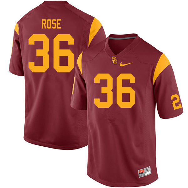 Men #36 Will Rose USC Trojans College Football Jerseys Sale-Cardinal